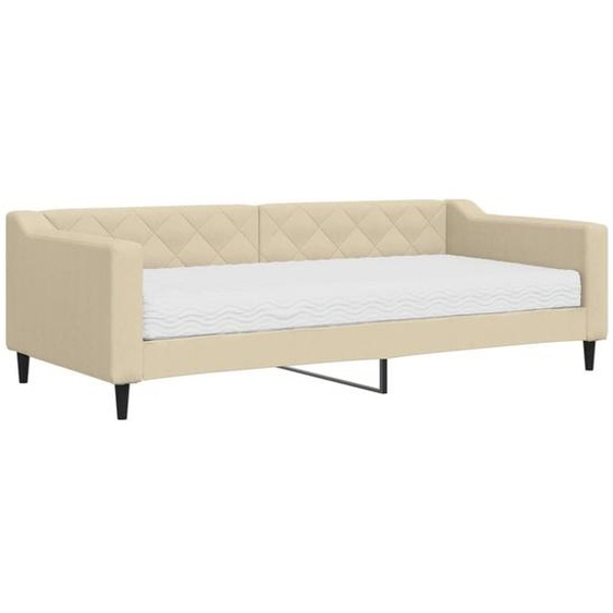 vidaXL Lit de jour avec matelas Crème 90x200 cm Tissu