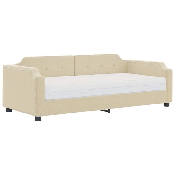 vidaXL Lit de jour avec matelas Crème 90x200 cm Tissu