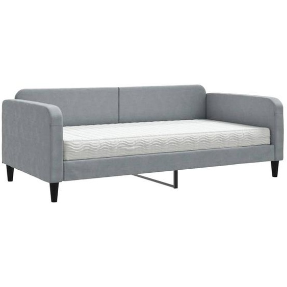 vidaXL Lit de jour avec matelas gris clair 100x200 cm Tissu