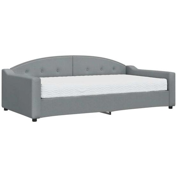 vidaXL Lit de jour avec matelas gris clair 100x200 cm Tissu