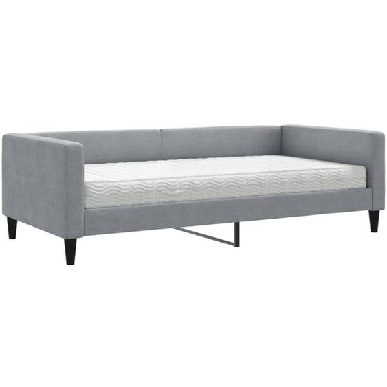 vidaXL Lit de jour avec matelas gris clair 100x200 cm Tissu