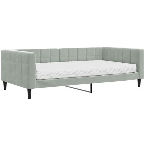 vidaXL Lit de jour avec matelas gris clair 100x200 cm velours