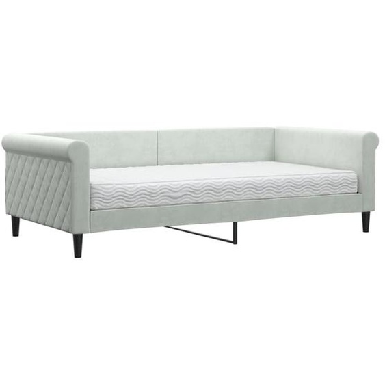 vidaXL Lit de jour avec matelas gris clair 100x200 cm velours