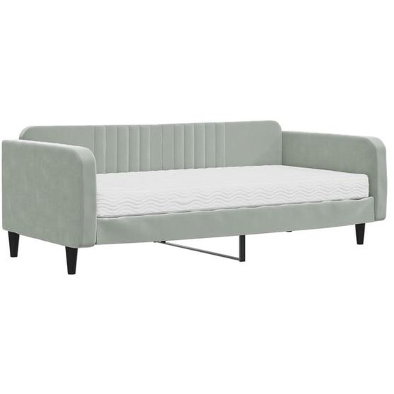 vidaXL Lit de jour avec matelas gris clair 100x200 cm velours