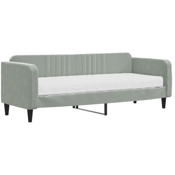 vidaXL Lit de jour avec matelas gris clair 80x200 cm velours