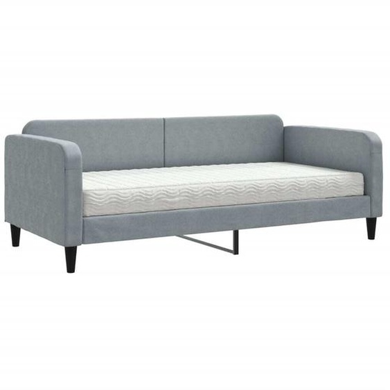 vidaXL Lit de jour avec matelas gris clair 90x190 cm Tissu