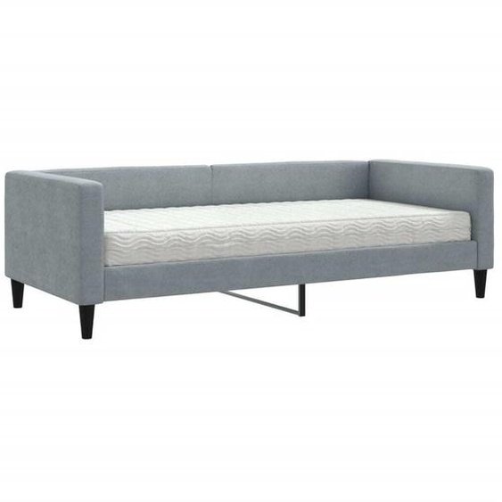 vidaXL Lit de jour avec matelas gris clair 90x190 cm Tissu
