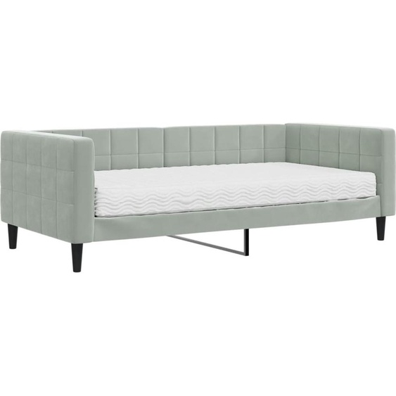 vidaXL Lit de jour avec matelas gris clair 90x190 cm velours