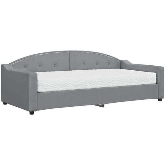 vidaXL Lit de jour avec matelas gris clair 90x200 cm Tissu