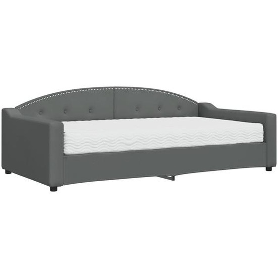 vidaXL Lit de jour avec matelas gris foncé 100x200 cm Tissu