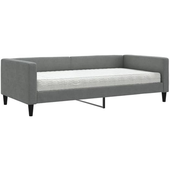 vidaXL Lit de jour avec matelas gris foncé 100x200 cm Tissu