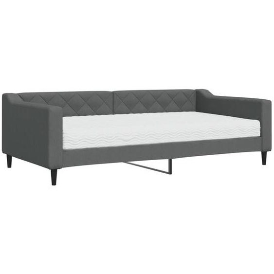 vidaXL Lit de jour avec matelas gris foncé 100x200 cm Tissu