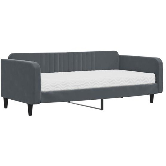 vidaXL Lit de jour avec matelas gris foncé 100x200 cm velours