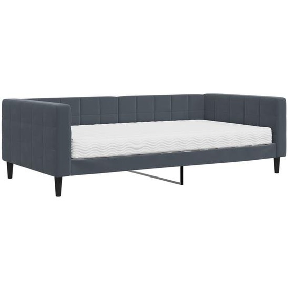 vidaXL Lit de jour avec matelas gris foncé 100x200 cm velours