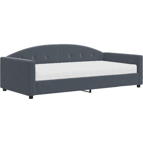 vidaXL Lit de jour avec matelas gris foncé 100x200 cm velours