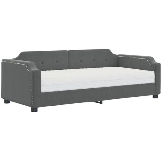 vidaXL Lit de jour avec matelas gris foncé 80x200 cm Tissu