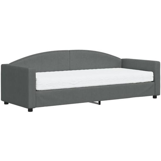 vidaXL Lit de jour avec matelas gris foncé 80x200 cm Tissu
