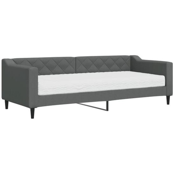 vidaXL Lit de jour avec matelas gris foncé 80x200 cm Tissu