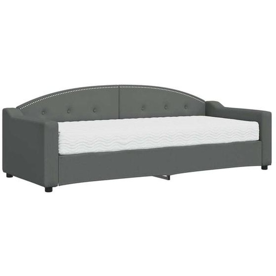 vidaXL Lit de jour avec matelas gris foncé 80x200 cm Tissu