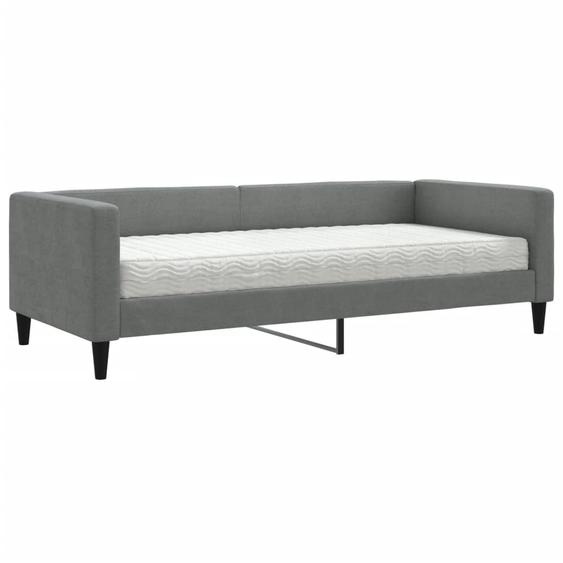 vidaXL Lit de jour avec matelas gris foncé 90x190 cm Tissu