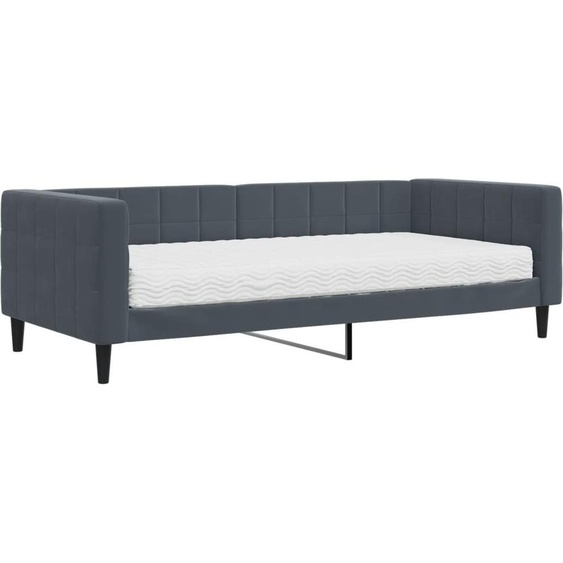 vidaXL Lit de jour avec matelas gris foncé 90x200 cm velours