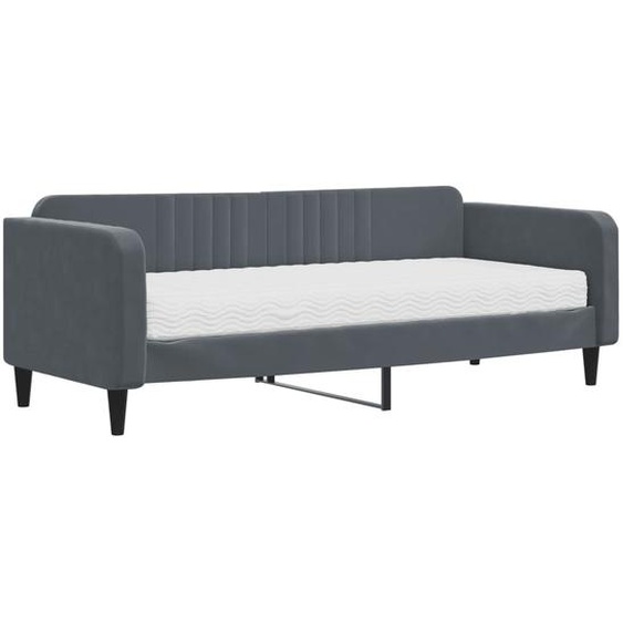 vidaXL Lit de jour avec matelas gris foncé 90x200 cm velours