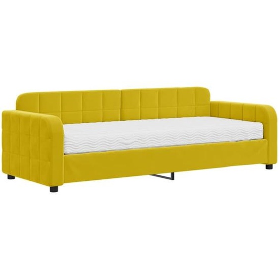 vidaXL Lit de jour avec matelas jaune 80x200 cm velours