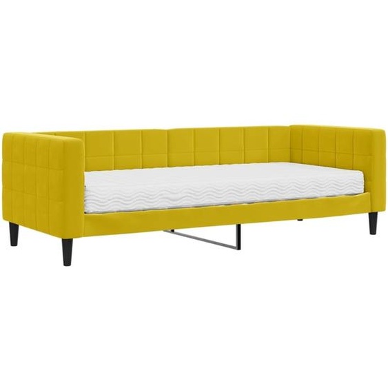vidaXL Lit de jour avec matelas jaune 80x200 cm velours