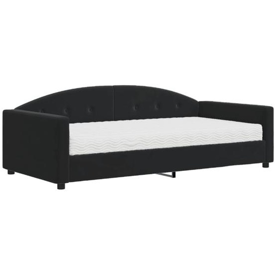 vidaXL Lit de jour avec matelas noir 100x200 cm velours