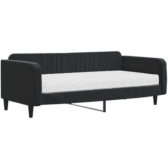 vidaXL Lit de jour avec matelas noir 100x200 cm velours