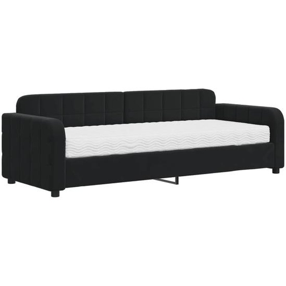 vidaXL Lit de jour avec matelas noir 80x200 cm velours