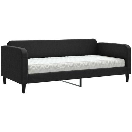 vidaXL Lit de jour avec matelas noir 90x190 cm Tissu
