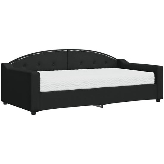 vidaXL Lit de jour avec matelas noir 90x190 cm Tissu