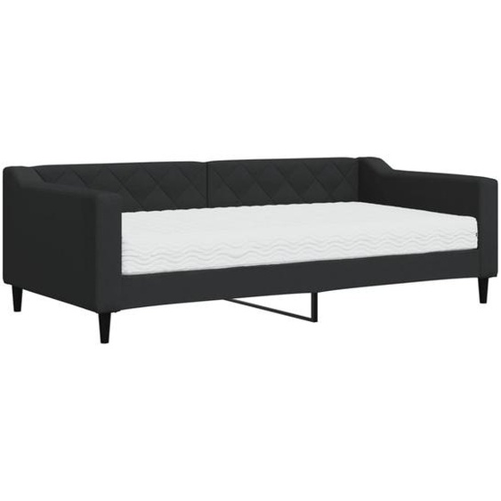vidaXL Lit de jour avec matelas noir 90x190 cm Tissu