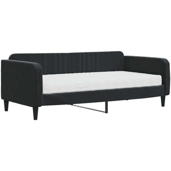 vidaXL Lit de jour avec matelas noir 90x190 cm velours