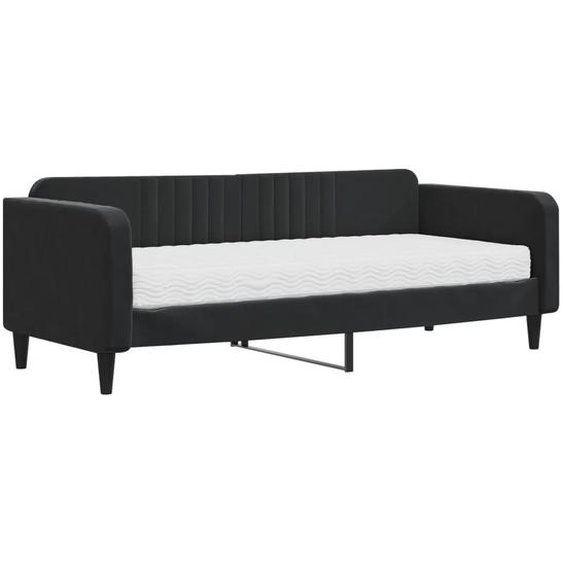 vidaXL Lit de jour avec matelas noir 90x200 cm velours