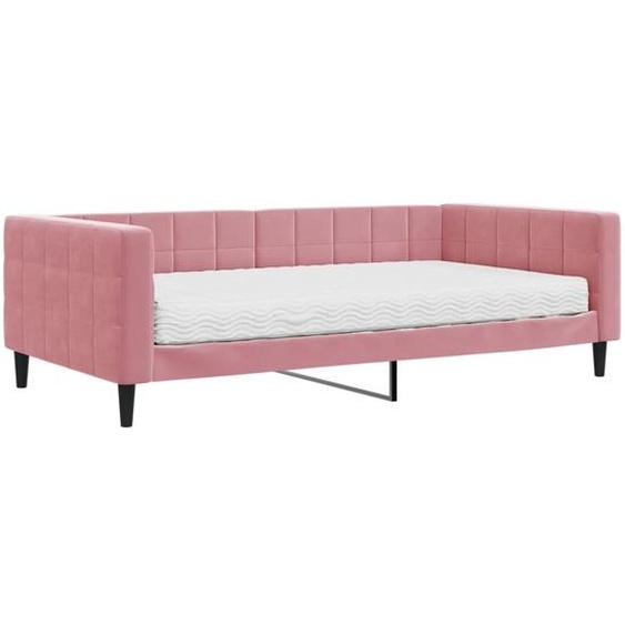 vidaXL Lit de jour avec matelas rose 100x200 cm velours