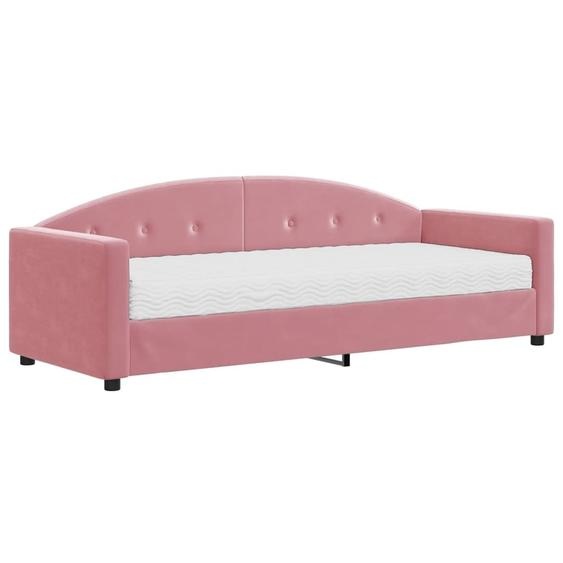 vidaXL Lit de jour avec matelas rose 80x200 cm velours