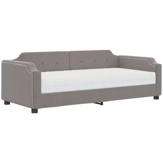 vidaXL Lit de jour avec matelas Taupe 100x200 cm Tissu