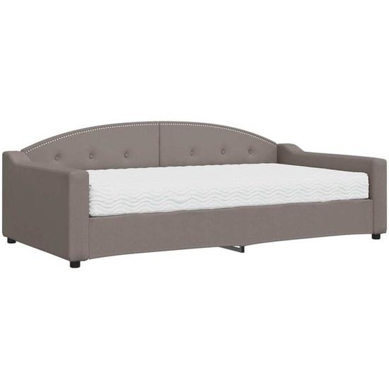 vidaXL Lit de jour avec matelas Taupe 100x200 cm Tissu