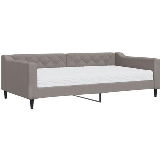 vidaXL Lit de jour avec matelas Taupe 100x200 cm Tissu