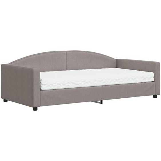 vidaXL Lit de jour avec matelas Taupe 100x200 cm Tissu