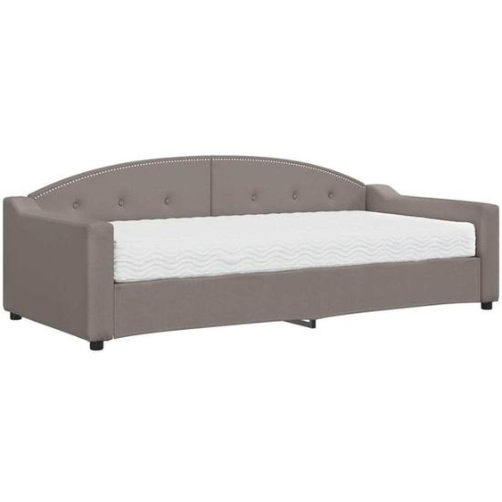vidaXL Lit de jour avec matelas Taupe 90x200 cm Tissu
