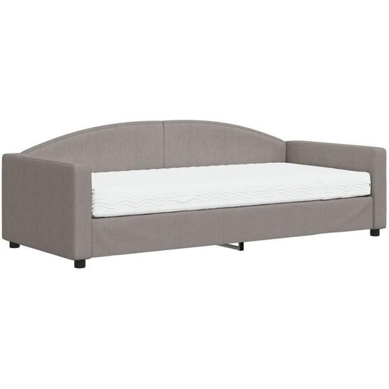 vidaXL Lit de jour avec matelas Taupe 90x200 cm Tissu