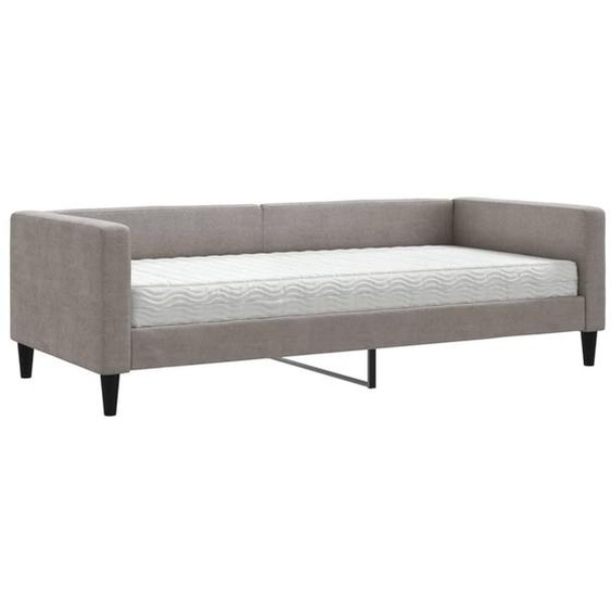 vidaXL Lit de jour avec matelas Taupe 90x200 cm Tissu
