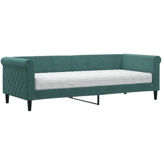 vidaXL Lit de jour avec matelas vert foncé 80x200 cm velours