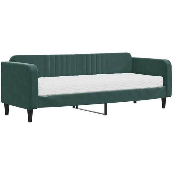 vidaXL Lit de jour avec matelas vert foncé 80x200 cm velours