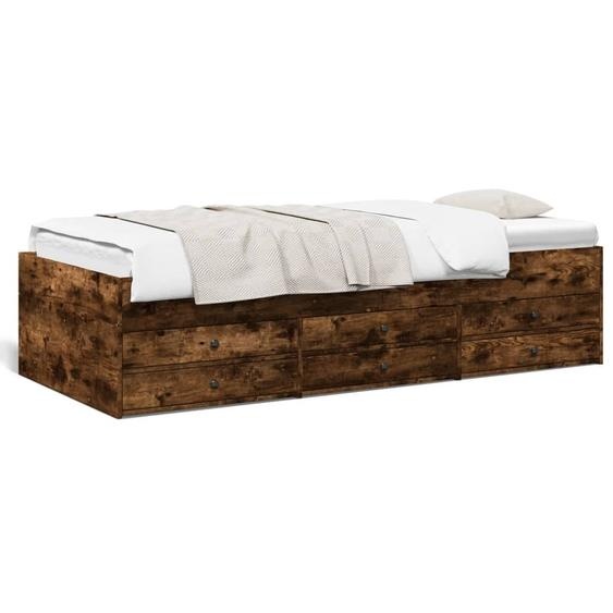 vidaXL Lit de jour avec tiroirs sans matelas chêne fumé 100x200 cm