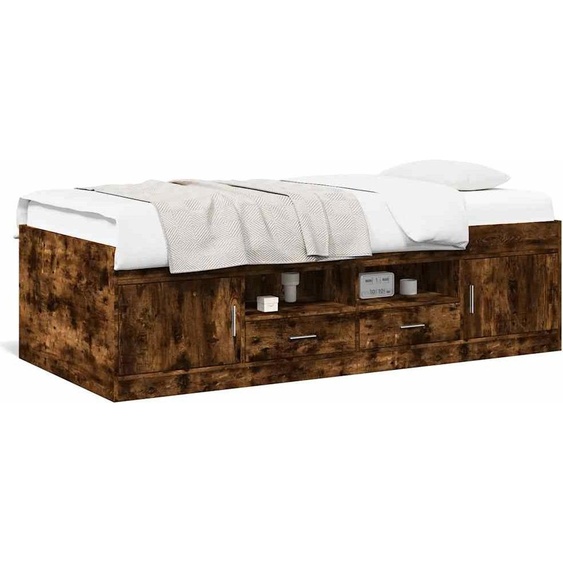 vidaXL Lit de jour avec tiroirs sans matelas chêne fumé 75x190 cm