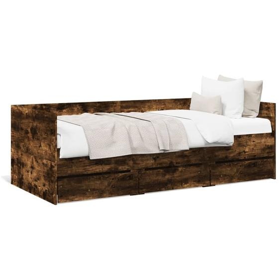 vidaXL Lit de jour avec tiroirs sans matelas chêne fumé 90x200 cm